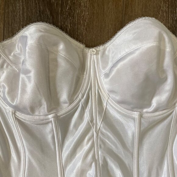 Dominique Strapless Satin Corset Bustier White Bridal Lingerie Boning & Hook - Picture 2 of 6